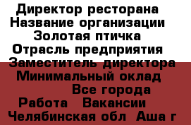 Директор ресторана › Название организации ­ Золотая птичка › Отрасль предприятия ­ Заместитель директора › Минимальный оклад ­ 50 000 - Все города Работа » Вакансии   . Челябинская обл.,Аша г.